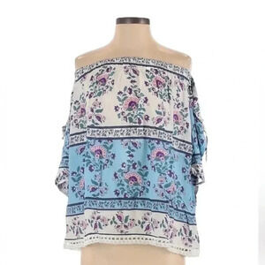 Jaase Cottagecore Romantic Bohemian Floral Off The Shoulder Blouse Size XS NWT
